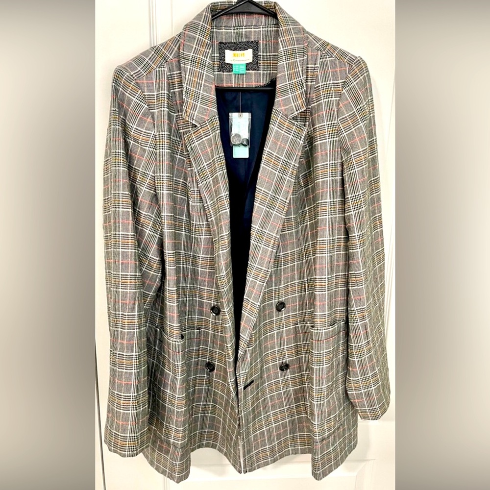 ๐NWT Anthropologie Plus x Maeve Women's US 18W Double Breasted Plaid Blazer!๐คฉ - Picture 6 of 9